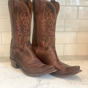 Luchesse pointed toe cowboy boots in brown. Purchased in Austin Texas.